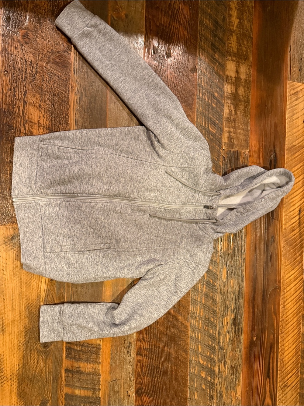 Figs Heather Gray Full‑Zip Hooded Sweater